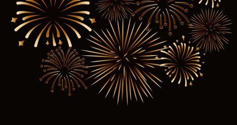 Golden Fireworks Display on Black Background