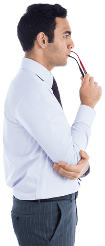 Thoughtful Male Business Professional on Transparent Background