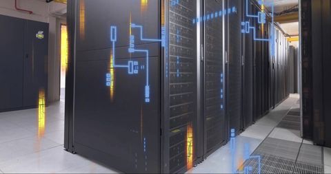 digital circuit overlay on data server center - Download Free Stock Images Pikwizard.com