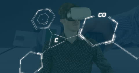 Man Exploring Chemical Structures Using VR Technology