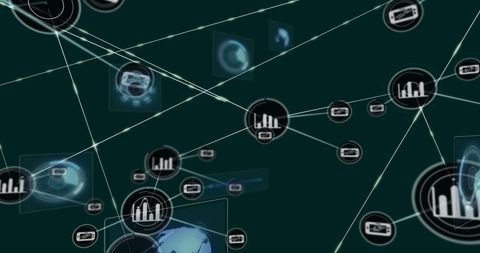 Digital Network with Data Graph Icon Connections