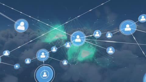 Global Network Connections Over Cloudy Sky