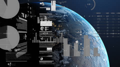 Dynamic HUD Interface Over Rotating World Globe