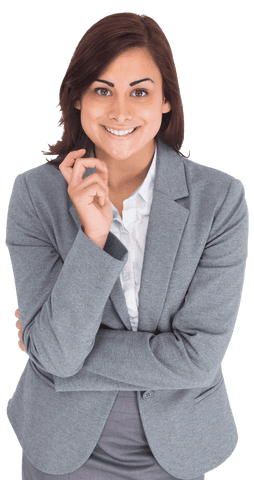Confident Caucasian Businesswoman Arms Folded Transparent Background
