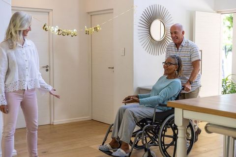 Warm Family Welcome Home Celebration with Wheelchair