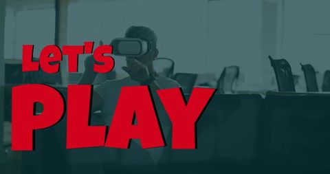 Man Wearing VR Headset Enjoying Virtual Reality Experience