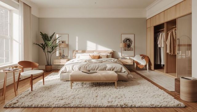 Modern minimalist bedroom with luxurious interiors