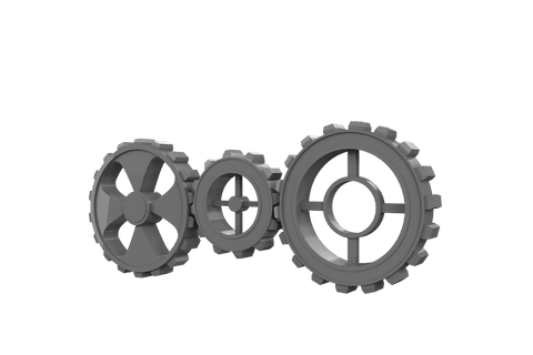 Digital illustration of gray cogs on transparent background