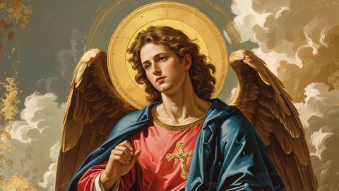 Divine Angel Offering Blessing with Golden Halo