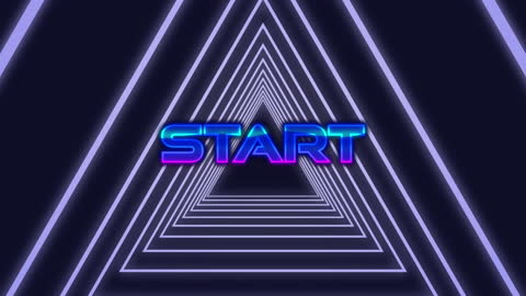 Futuristic Neon Triangle with Start Text for Gaming Interface