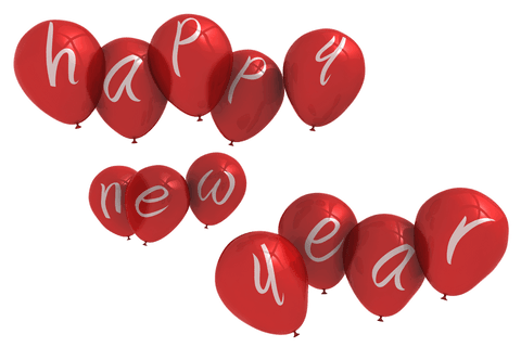 Happy New Year Red Transparent Balloons Celebration Design - Download Free Stock Videos Pikwizard.com