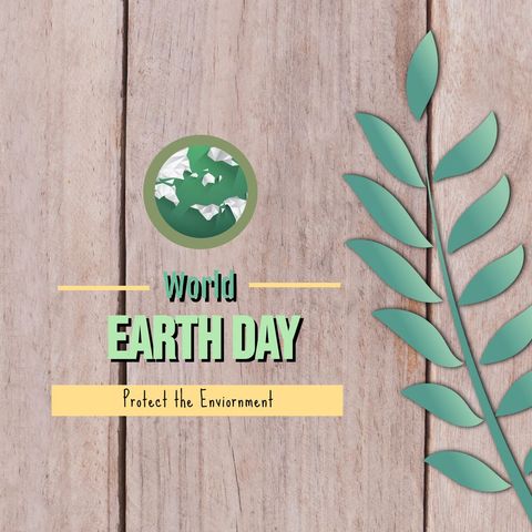 world earth day environmental awareness design with leaf and globe - Download Free Stock Templates Pikwizard.com