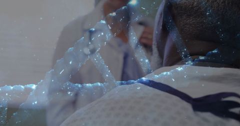 DNA Overlaid on Doctor-Patient Consultation Scene in Hospital