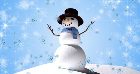 Festive Snowman Delight with Storm of Snowflakes