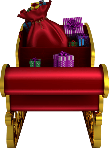 Festive Transparent Santa Sleigh Filled with Colorful Gifts