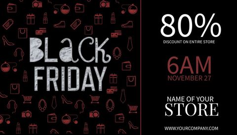 Bold Black Friday Sale Banner with Shopping Icons - Download Free Stock Templates Pikwizard.com