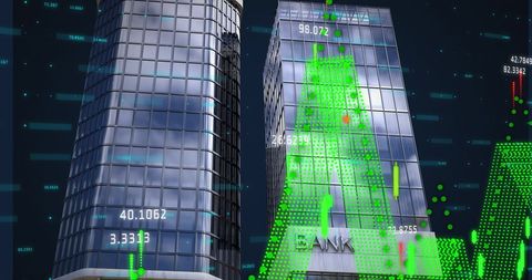 Financial Data Processing on Modern Bank Building - Download Free Stock Images Pikwizard.com