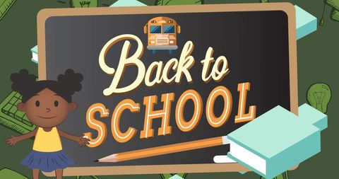 Back to school blackboard and supplies themed illustration