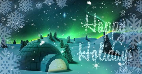 Happy Holidays with Igloo in Scenic Winter Wonderland