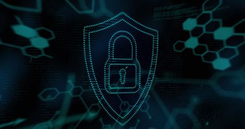 Digital Security Padlock Symbol with Green Dots on Black Background - Download Free Stock Images Pikwizard.com