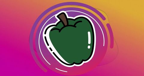 Vibrant Green Pepper Illustration on Gradient Background
