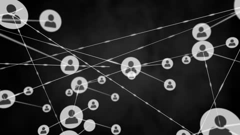Animated Digital Network of Profile Icons and Connections