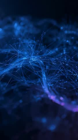 Pulsing Blue Neural Network Filaments Forming Futuristic Connectivity Vertical Video