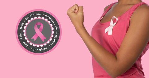 Empowered woman supporting breast cancer awareness