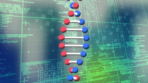 Digital Helix With Coding Background Illustrates Genetic Technology