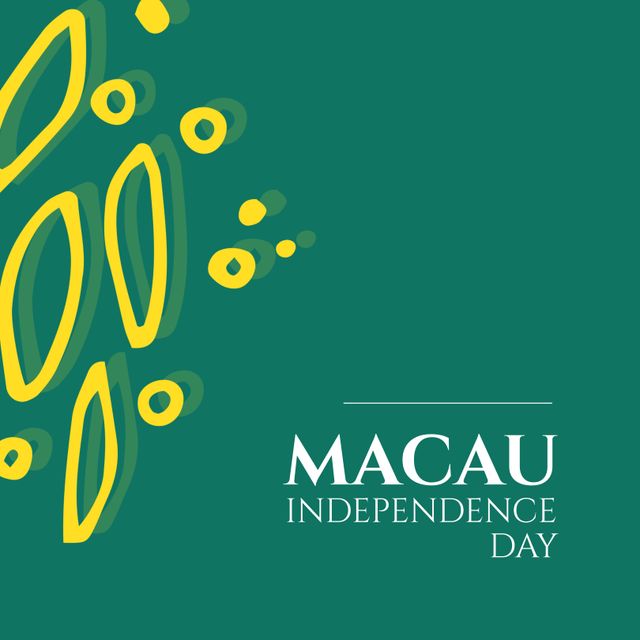 Macau Independence Day Celebration Graphic with Abstract Yellow Shapes on Green Background - Download Free Stock Templates Pikwizard.com