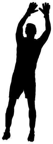 Silhouette of footballer jumping transparent background