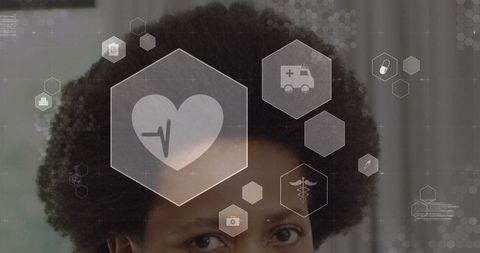 Woman Engaging with Virtual Healthcare Technology Interface