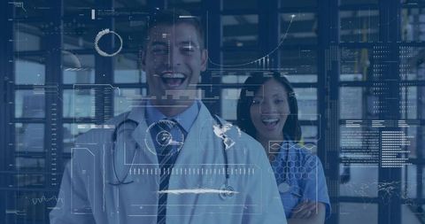 Healthcare Professionals Analyzing Virtual Graphics Technology