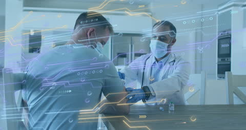 Medics Analyzing Data with Holographic Projections in Healthcare Setting