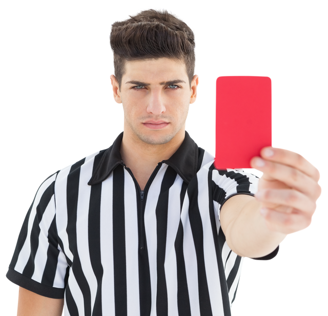 Portrait of stern referee showing transparent red card - Download Free Stock Videos Pikwizard.com