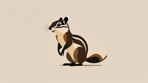 Stylized Chipmunk Illustration with Bold Earthy Stripes