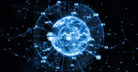 Futuristic Digital Sphere with Glowing Network Lines and Numbers - Download Free Stock Images Pikwizard.com