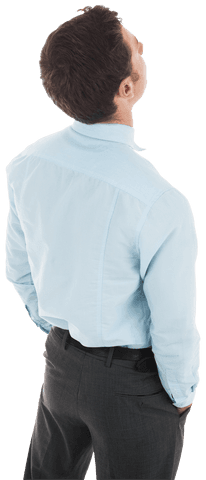 transparent businessman facing upward with hands in pockets - Download Free Stock Videos Pikwizard.com