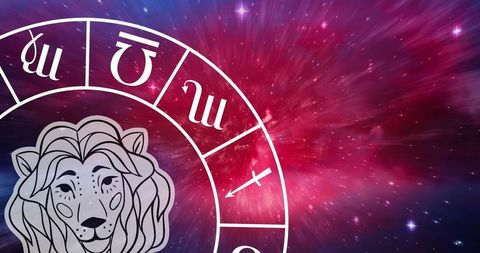 Leo Zodiac Sign in Vibrant Cosmic Background