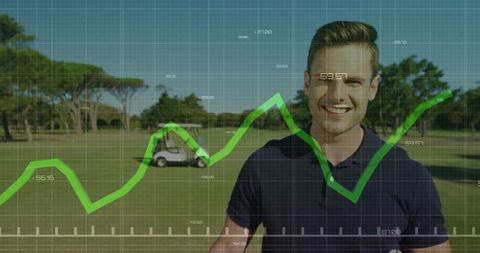 Businessman Analyzing Growth Chart on Golf Course
