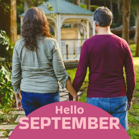 couple holding hands in garden welcoming september - Download Free Stock Templates Pikwizard.com