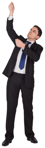 Focused Caucasian Businessman Pulling for Opportunity Concept Transparent