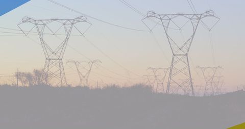 Electricity Pylons Against Ukraine Flag Detailed Image - Download Free Stock Images Pikwizard.com