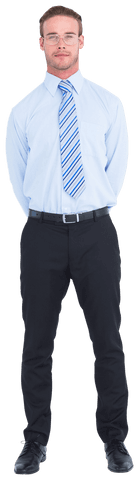 Transparent businessman staring in professional attire