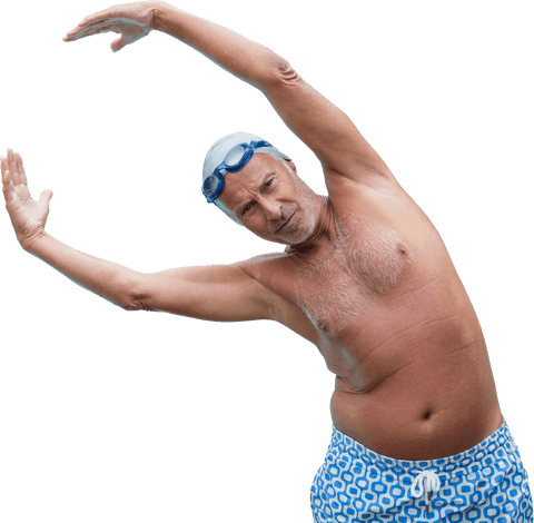 transparent elderly man stretching before swimming - Download Free Stock Videos Pikwizard.com