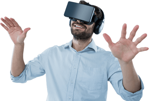 Happy Man Experiencing Virtual Reality in Transparent Background - Download Free Stock Videos Pikwizard.com