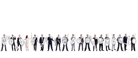 Diverse businessmen with shields and swords transparent illustration