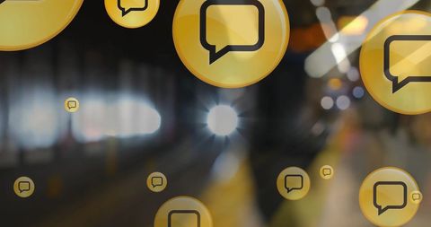 Messages in motion: speech bubbles on blurred subway