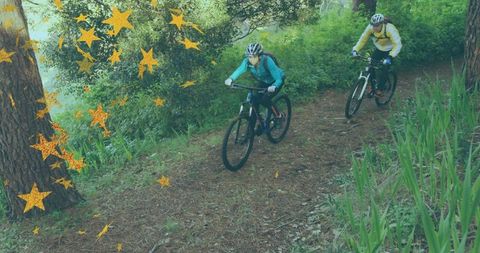Active Exploration: Cycling Adventure in Forest Trail Setting