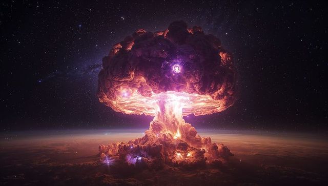 Apocalyptic Cosmic Explosion with Glowing Mushroom Cloud